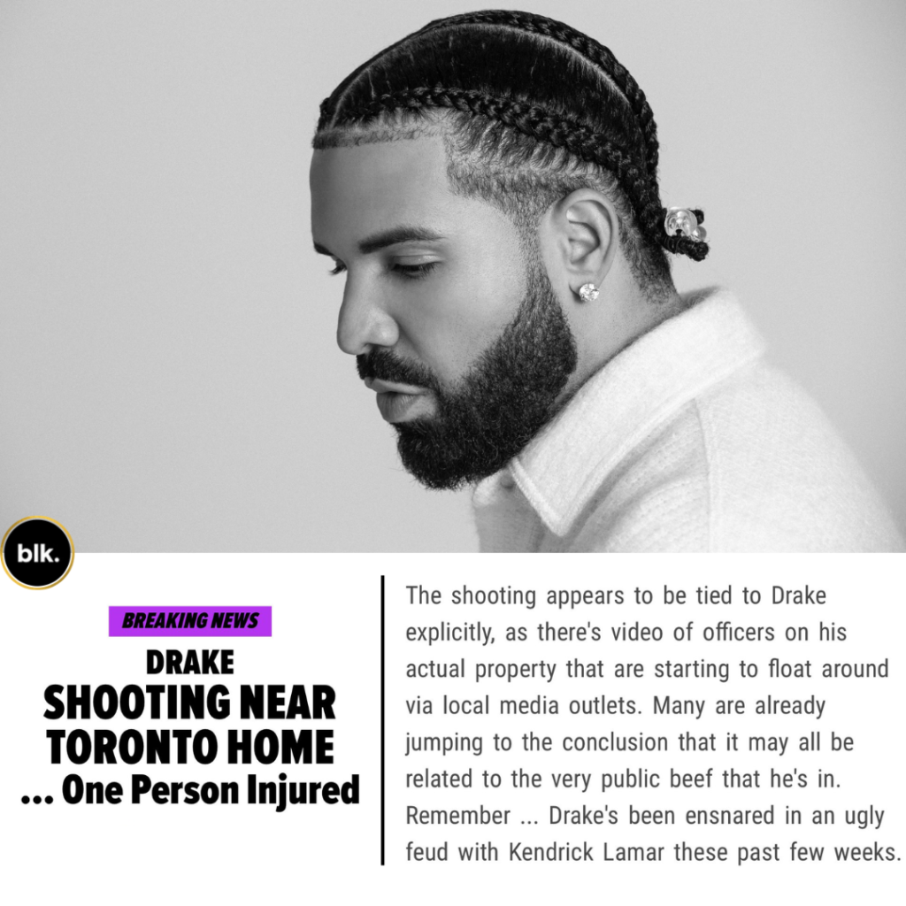 Drake home scene of shooting according to Toronto police.